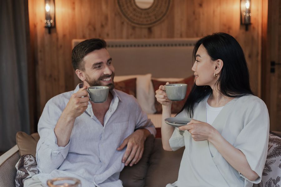 Couple enjoying their cup of tea